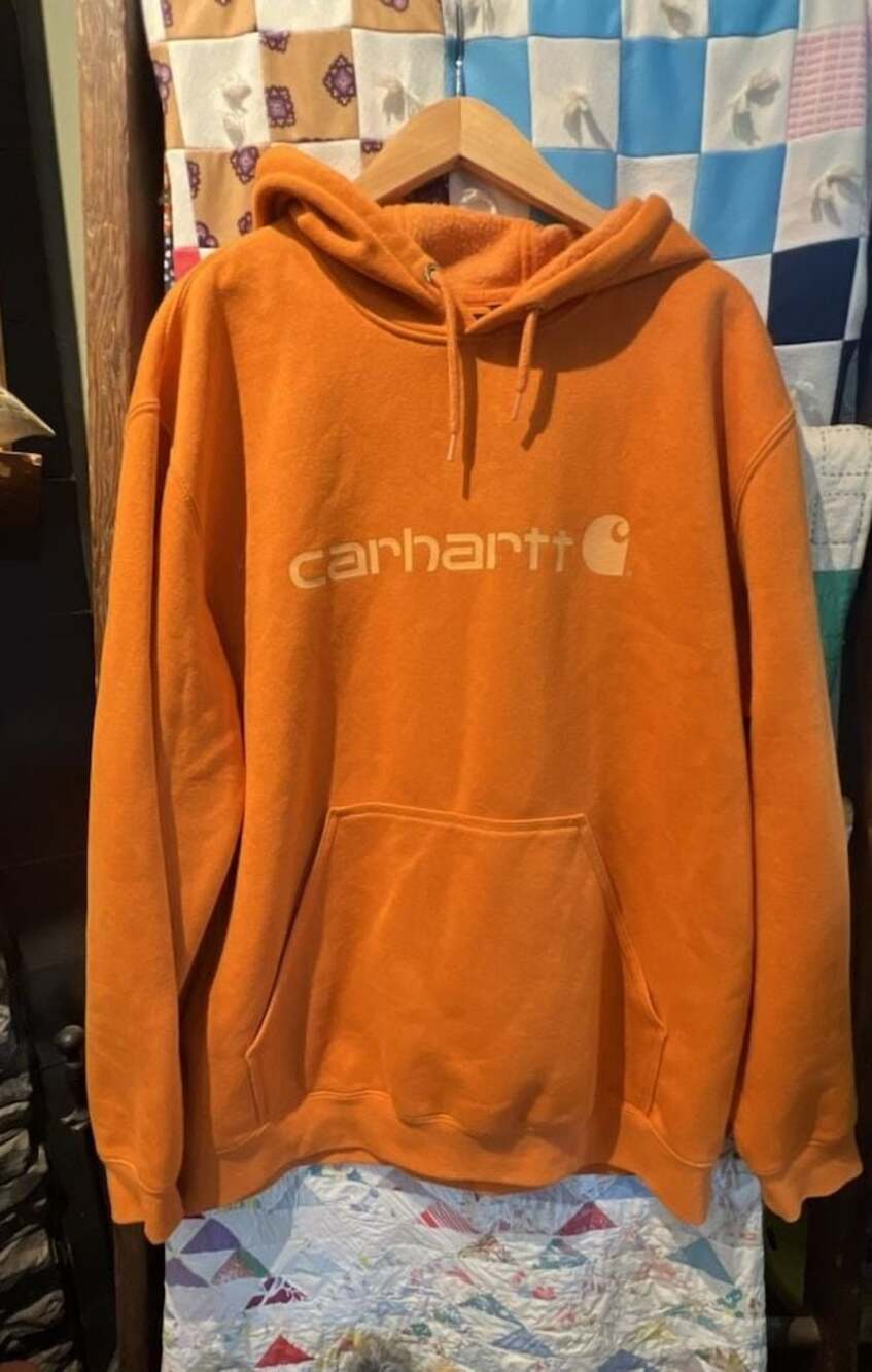 Carhartt WIP Orange Embroidered Logo Hoodie, Size XL